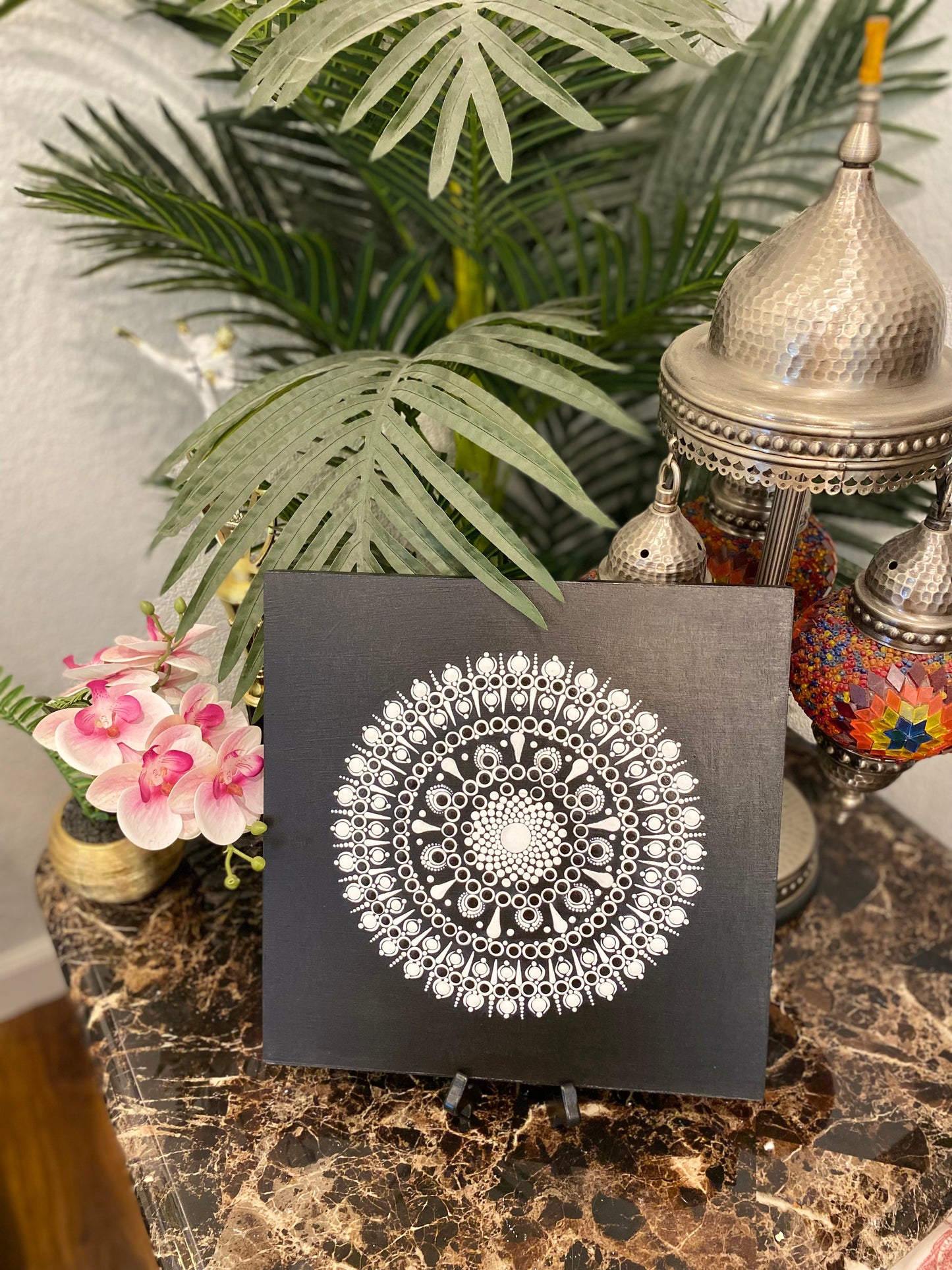 12 inch Dot Mandala on MDF base