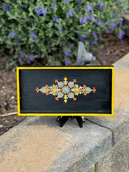 Beautiful, artistic Hand Painted Dot Mandala Wooden Tray with handles