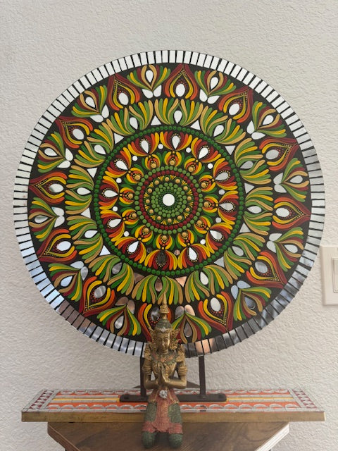 Gorgeous Hand Painted 18 inch Dot Mandala Art - Can be Temple or Idol Backdrop