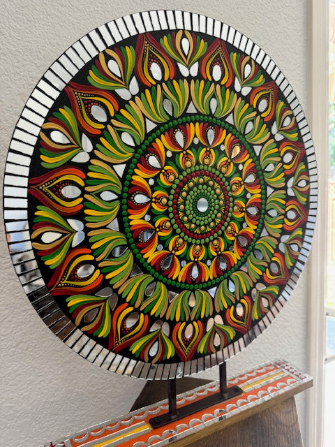 Gorgeous Hand Painted 18 inch Dot Mandala Art - Can be Temple or Idol Backdrop