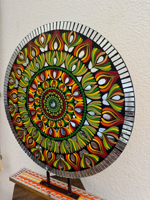 Gorgeous Hand Painted 18 inch Dot Mandala Art - Can be Temple or Idol Backdrop