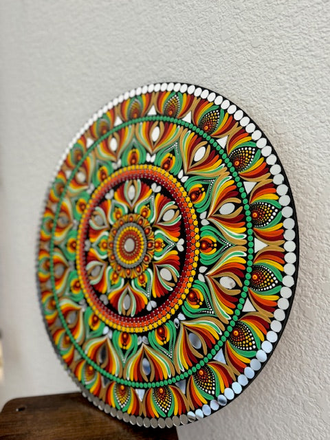 Gorgeous Hand Painted 18 inch Dot Mandala Wall art or a Temple Backdrop