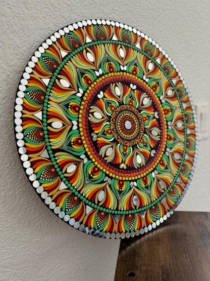 Gorgeous Hand Painted 18 inch Dot Mandala Wall art or a Temple Backdrop