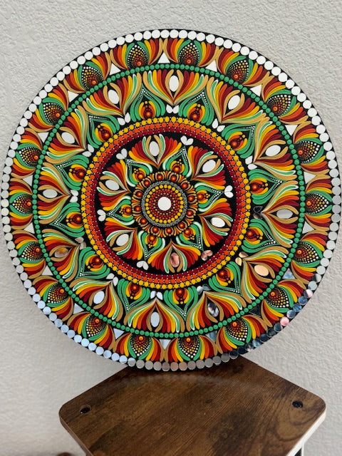 Gorgeous Hand Painted 18 inch Dot Mandala Wall art or a Temple Backdrop