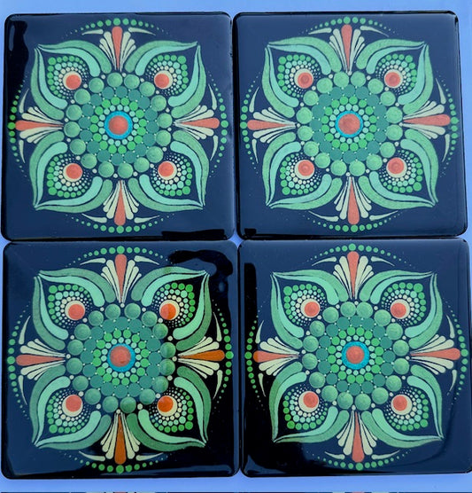 Hand Painted Coaster Set of 4