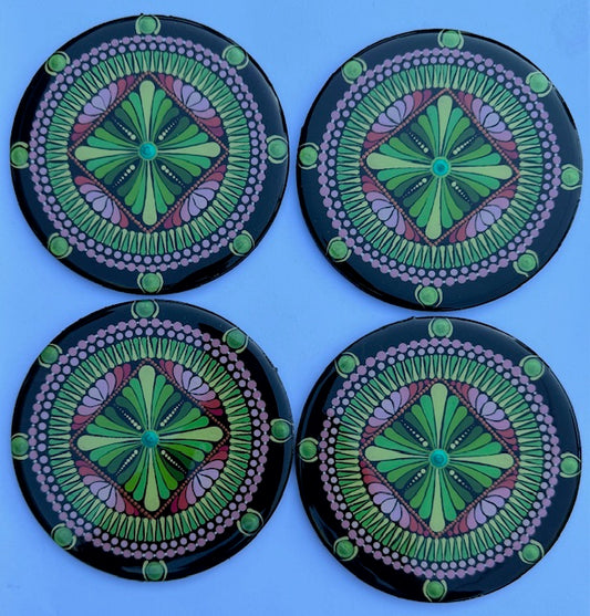 Hand Painted Coaster Set of 4