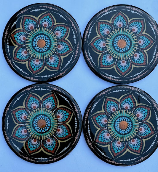 Hand Painted Coaster Set of 4