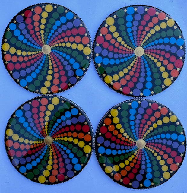 Hand Painted Coaster Set of 4