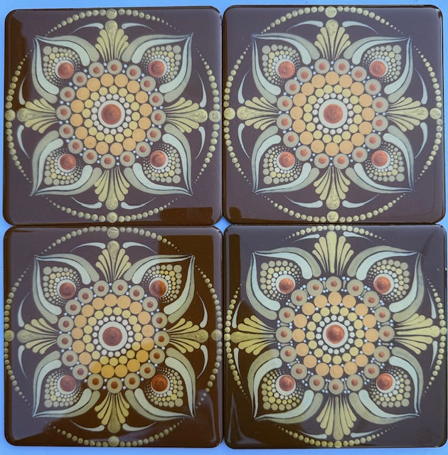 Hand Painted Coaster Set of 4