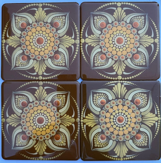 Hand Painted Coaster Set of 4