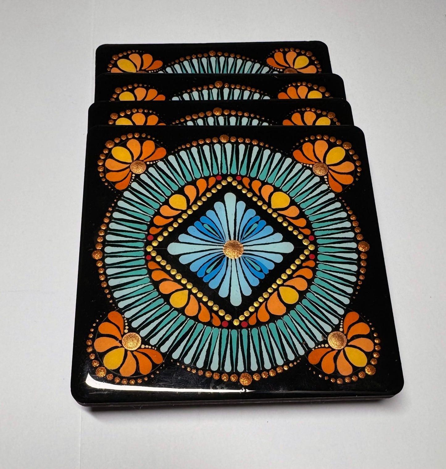 Hand Painted Coaster Set of 4